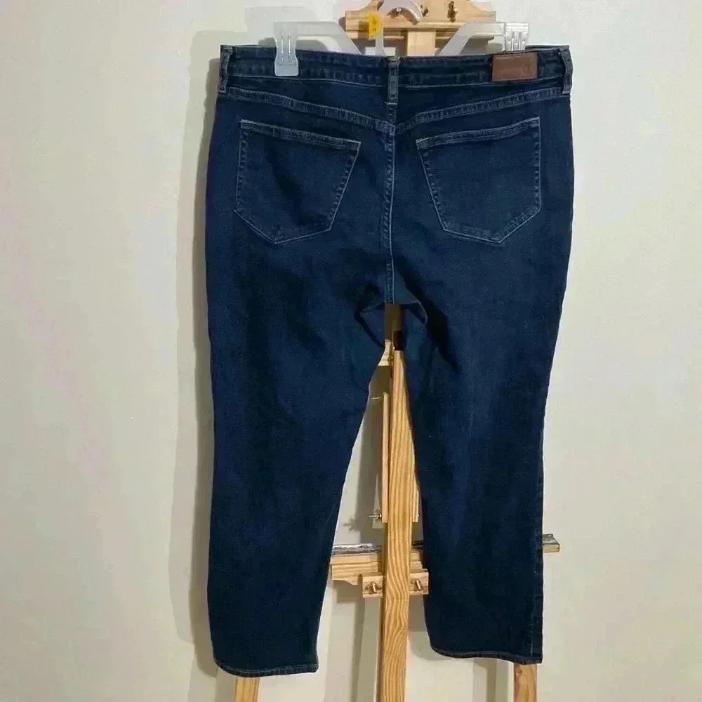 Lands End Women’s dark wash jeans, Mid-Rise Straight Jeans, Petite size 12 - Picture 2 of 7